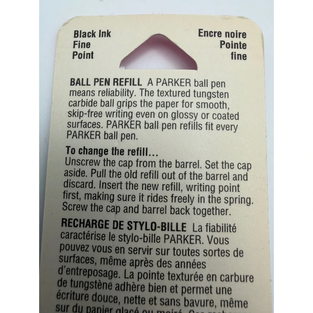 PARKER Ball Pen Refill‎ Black Ink Fine Point Genuine Long Lasting USA NOS 1996